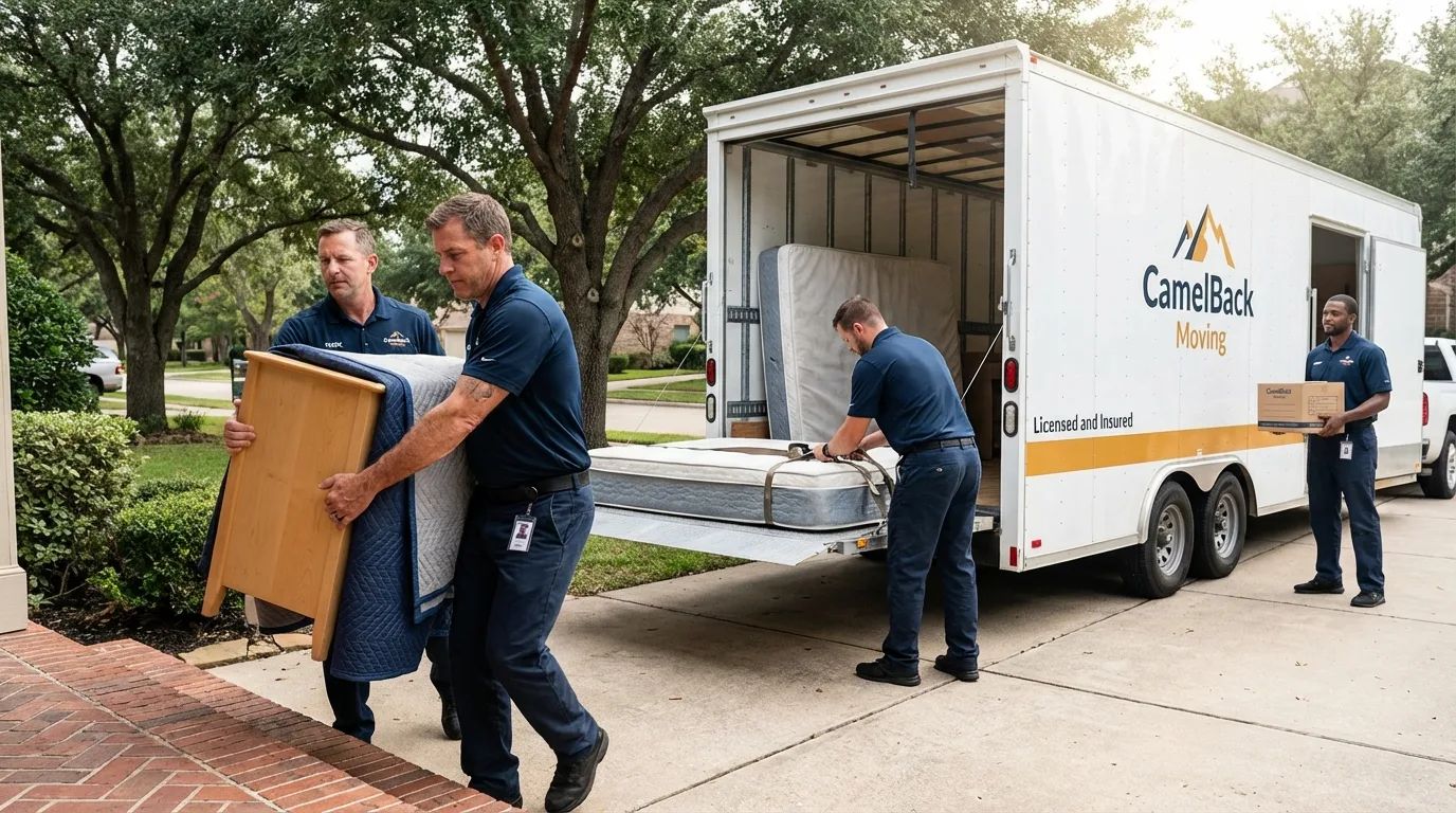 Crew loading residential truck for cross-state move from Hazel Green, AL